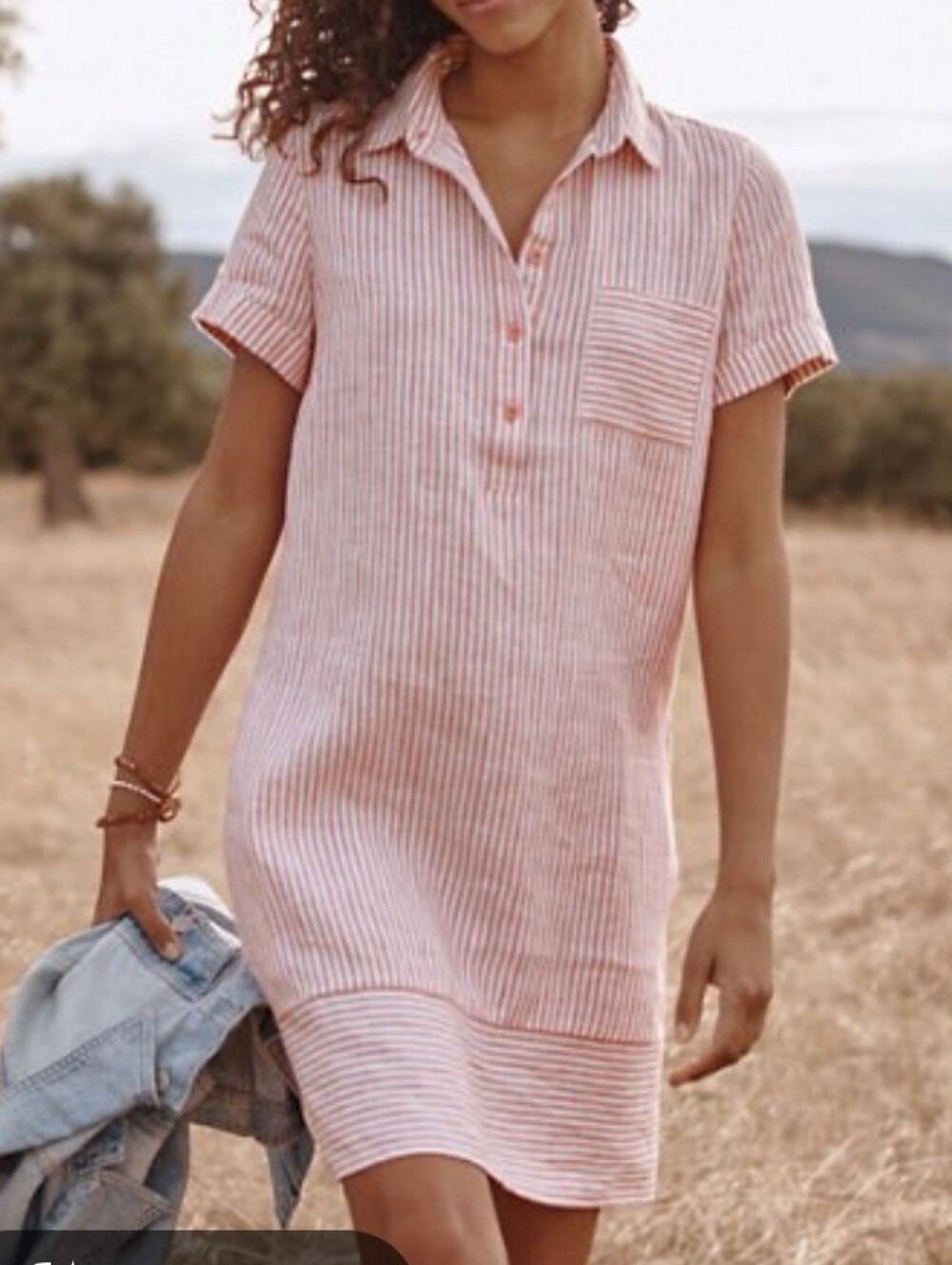 Garnet Hill Linen Relaxed Popover Shirtdress Sz Small
